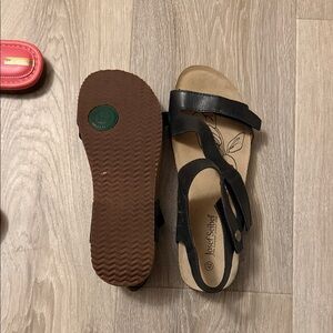 Josef Seibel Black Leather Sandals